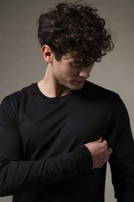 Majestic Filatures | T-shirt girocollo in Lyocell maniche lunghe