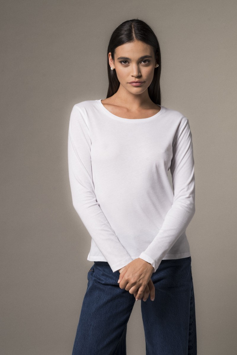 Majestic Filatures | T-shirt basica a maniche lunghe in Cotone Deluxe