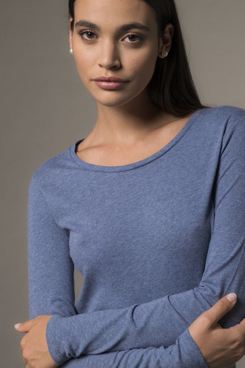 Majestic Filatures | T-shirt basica a maniche lunghe in Cotone Deluxe