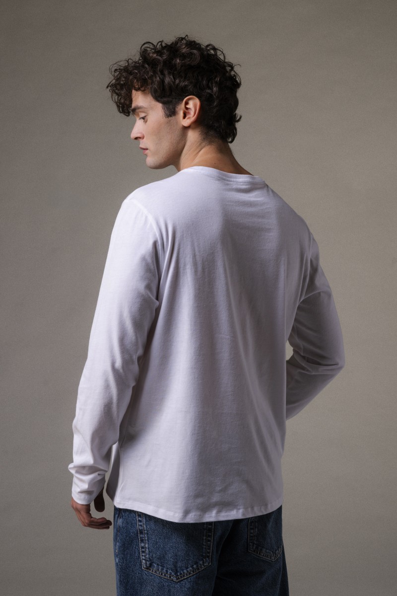T-shirt girocollo a maniche lunghe in Cotone Deluxe
