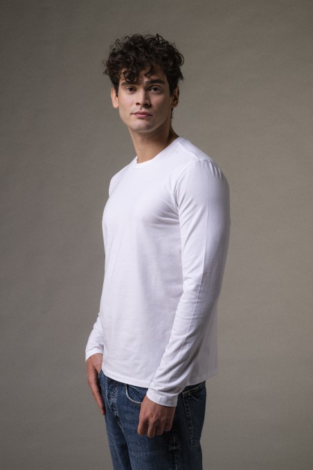 T-shirt girocollo a maniche lunghe slim