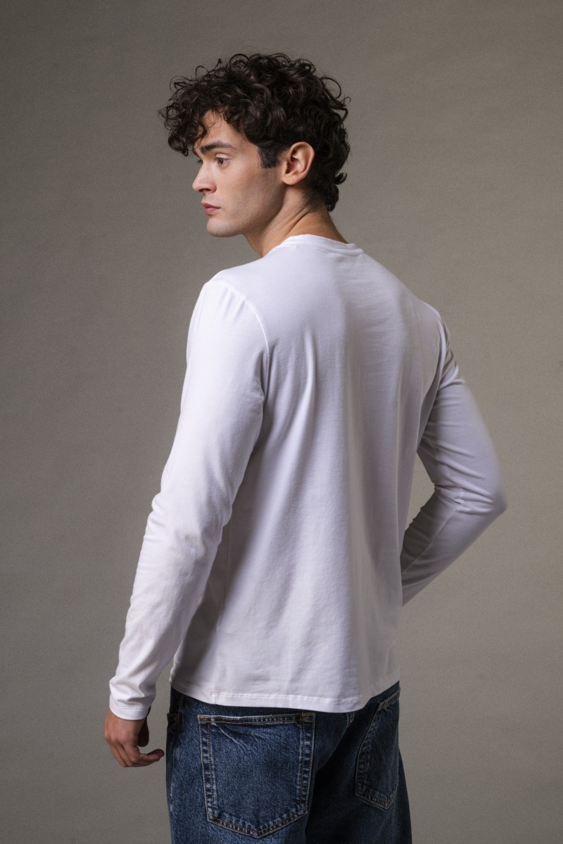 T-shirt girocollo a maniche lunghe slim