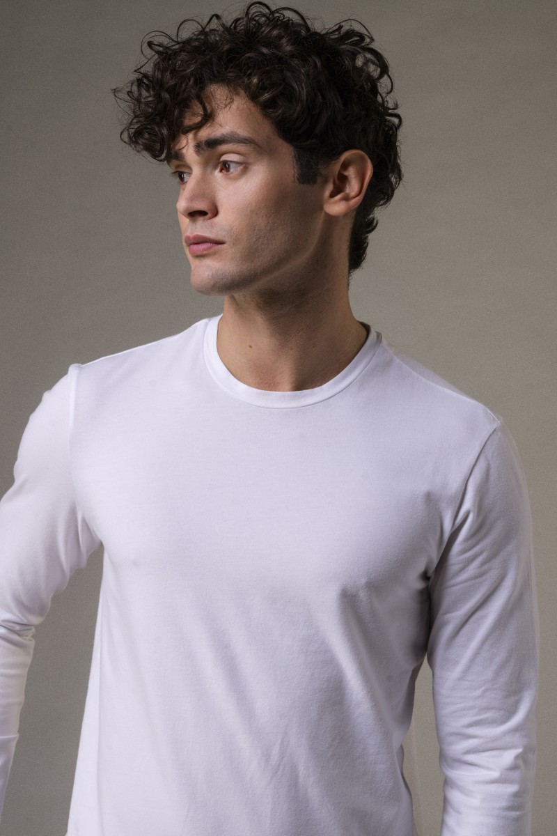 T-shirt girocollo a maniche lunghe slim