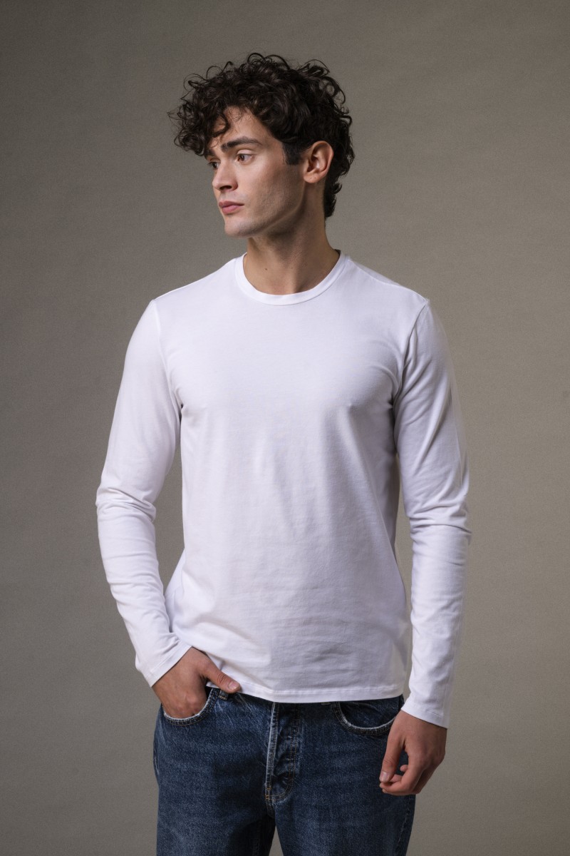 T-shirt girocollo a maniche lunghe slim