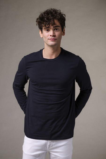 T-shirt girocollo a maniche lunghe slim