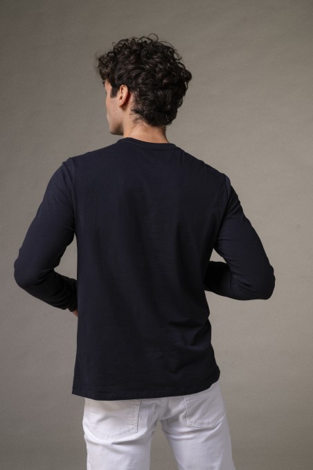 T-shirt girocollo a maniche lunghe slim