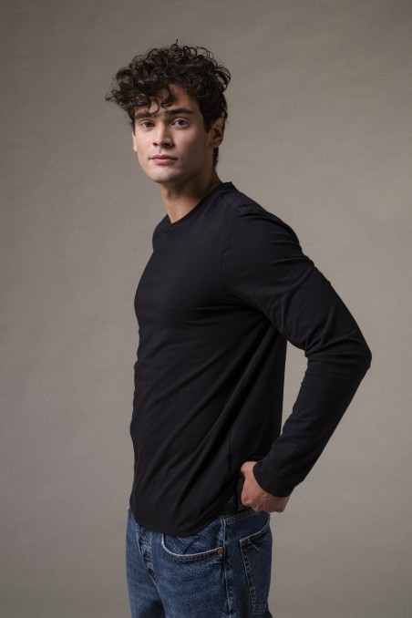 T-shirt girocollo a maniche lunghe slim