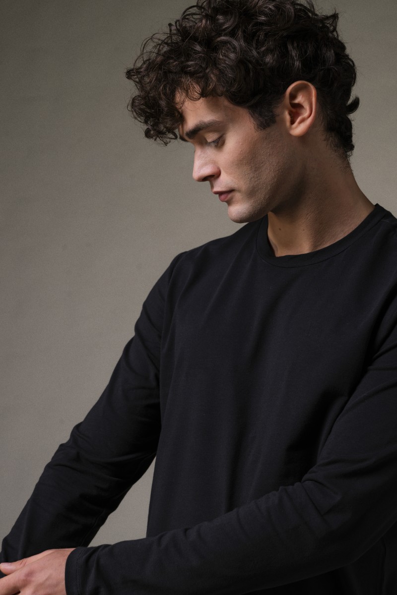 T-shirt girocollo a maniche lunghe slim