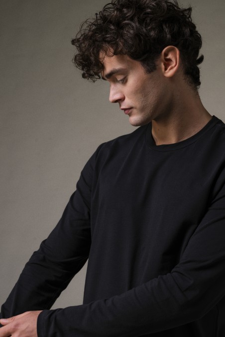 T-shirt girocollo a maniche lunghe slim