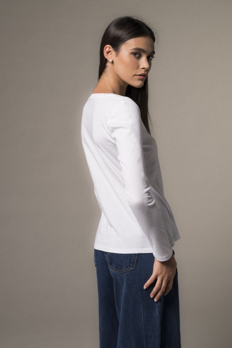 T-shirt basica a maniche lunghe in Cotone Deluxe