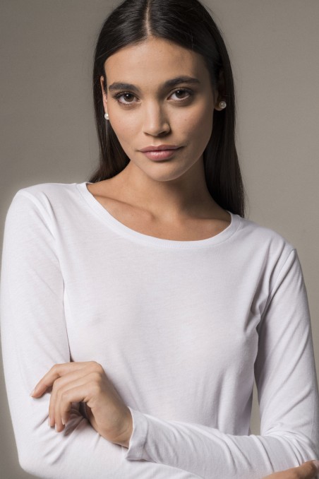 T-shirt basica a maniche lunghe in Cotone Deluxe