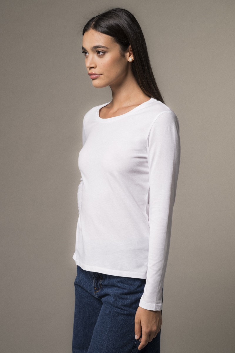 T-shirt basica a maniche lunghe in Cotone Deluxe