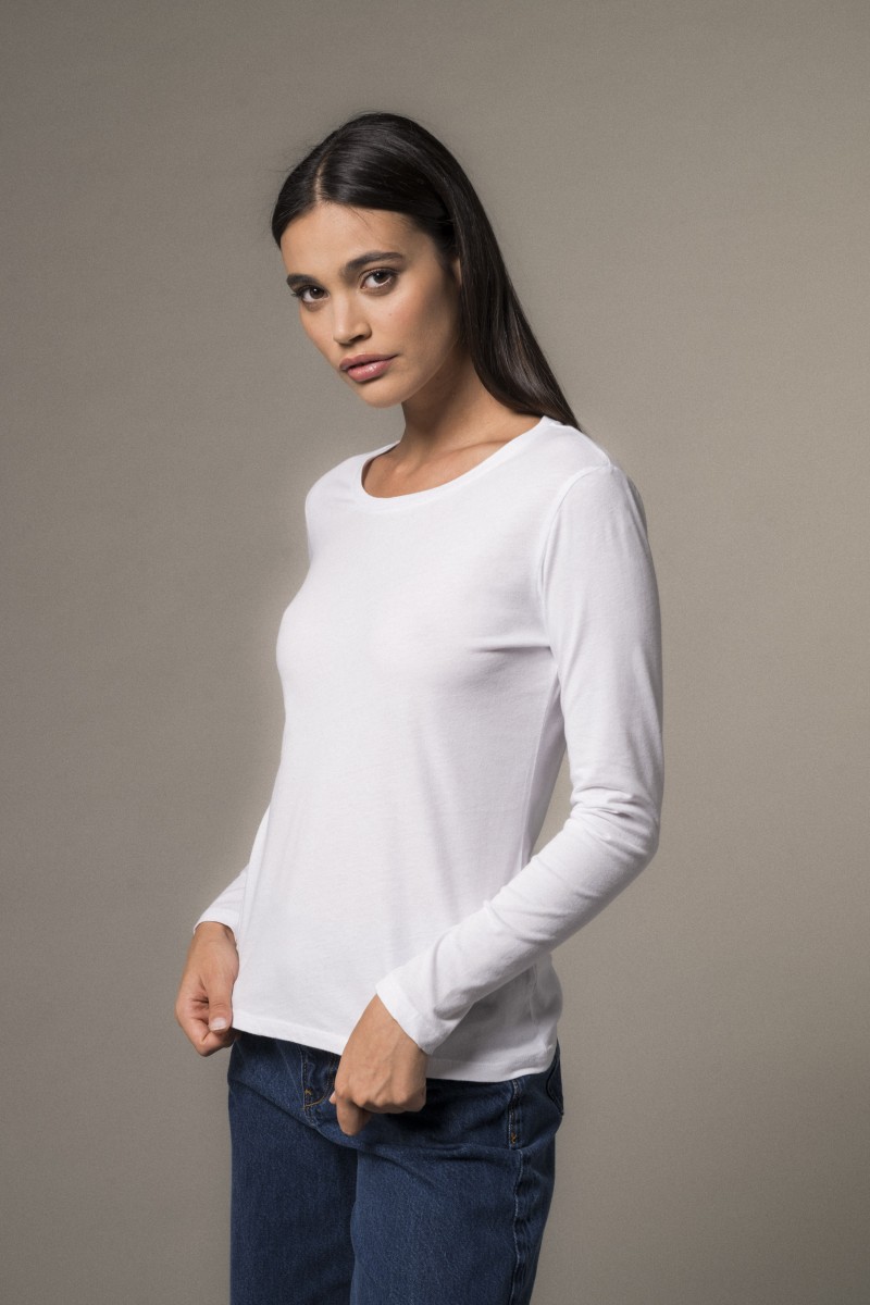T-shirt basica a maniche lunghe in Cotone Deluxe