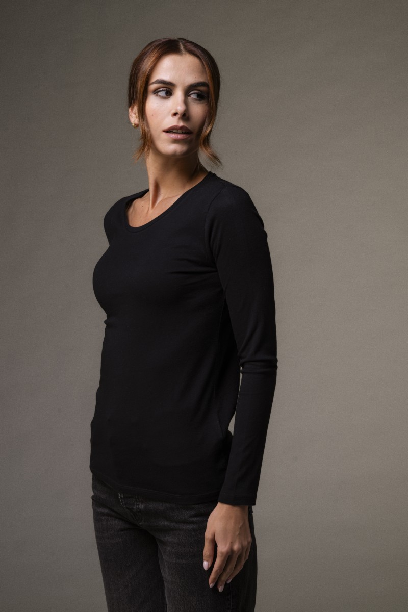 T-shirt basica a maniche lunghe in Cotone Deluxe