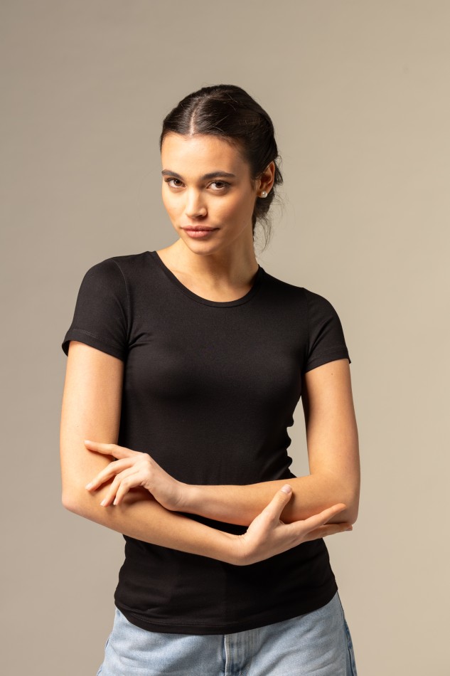 T-shirt slim in viscosa
