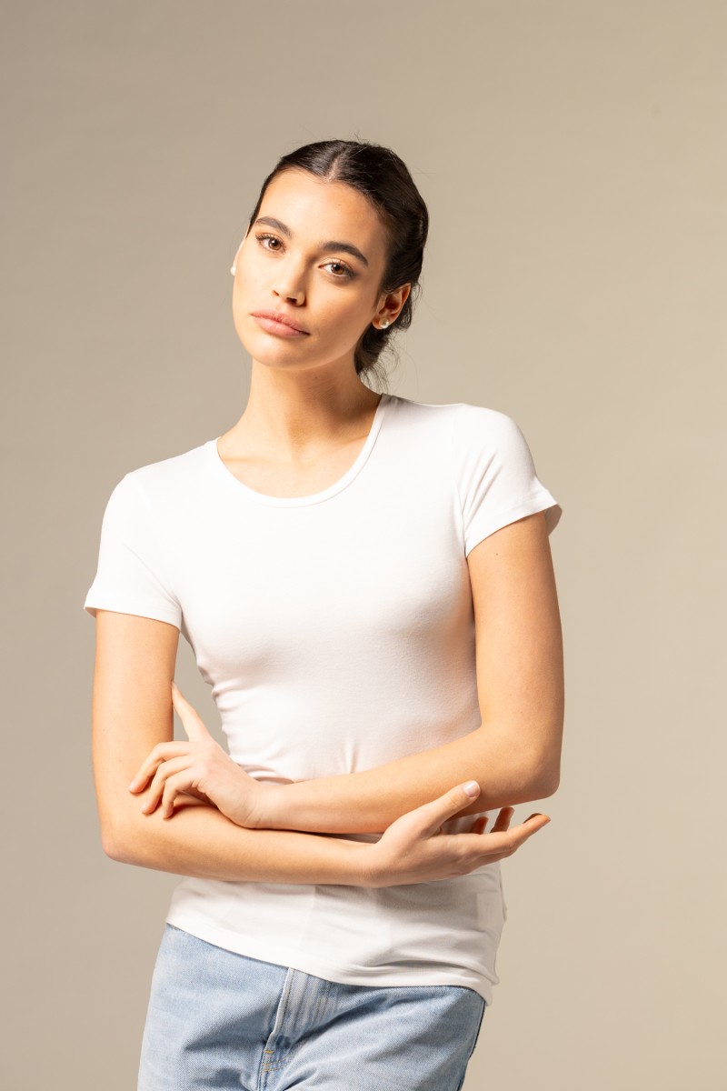 T-shirt slim in viscosa
