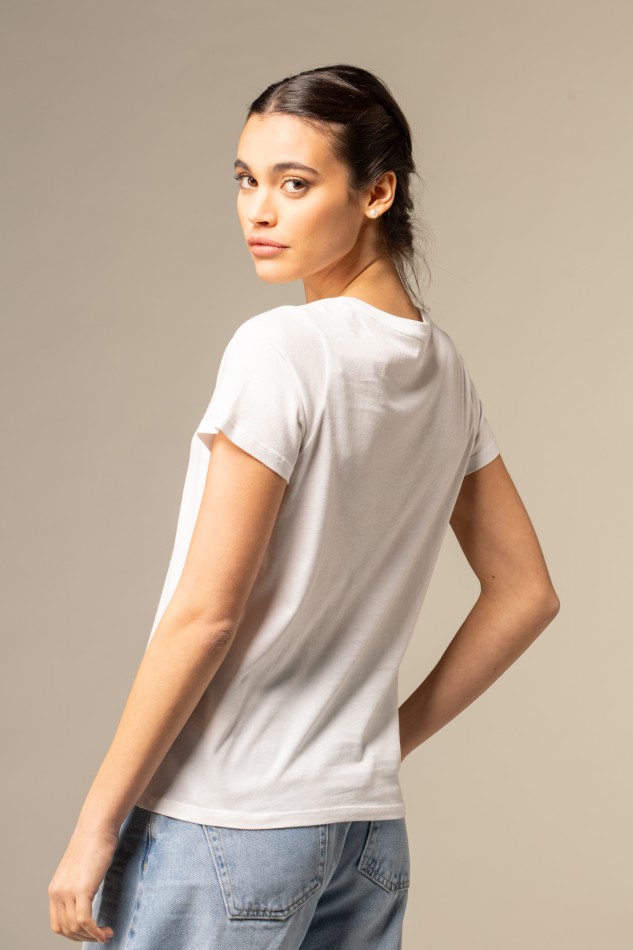 T-shirt scollo a V in Cotone Silk Touch 2