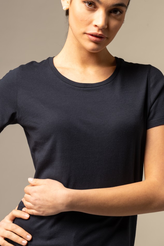 T-shirt girocollo basica in Cotone Silk Touch