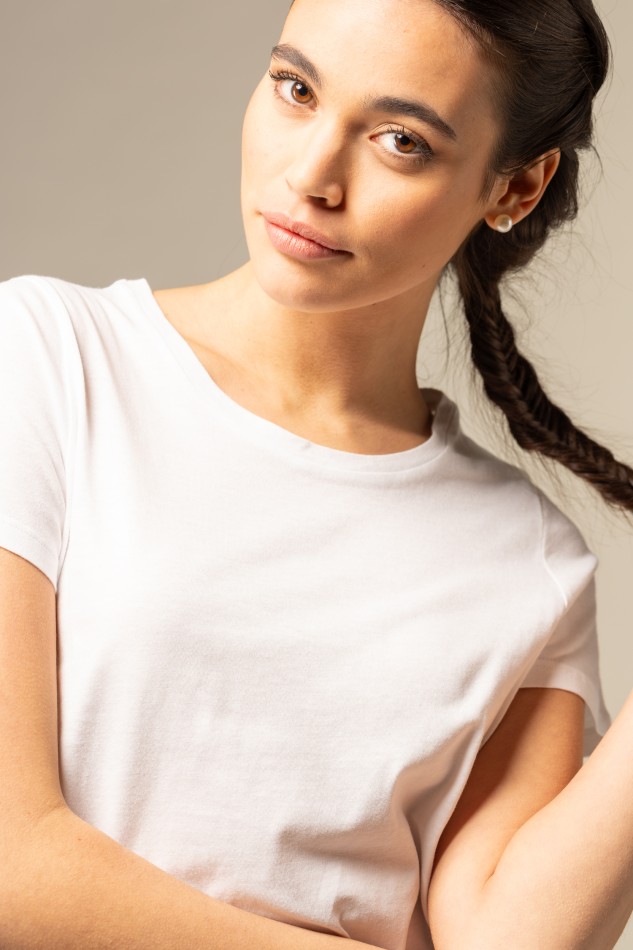 T-shirt girocollo basica in Cotone Silk Touch 2