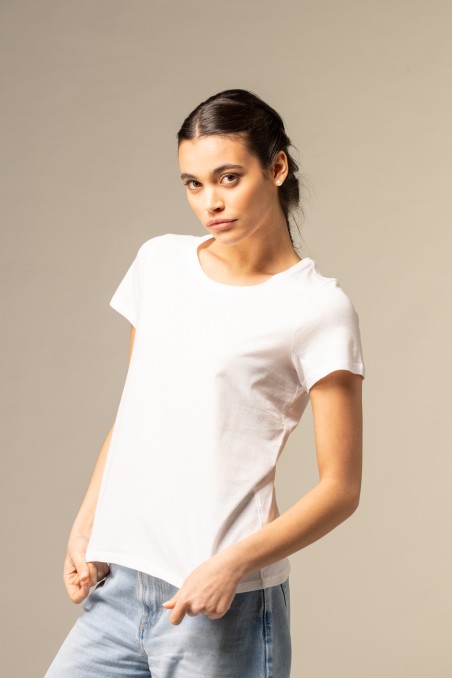 T-shirt girocollo basica in Cotone Silk Touch
