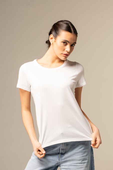 T-shirt girocollo basica in Cotone Silk Touch