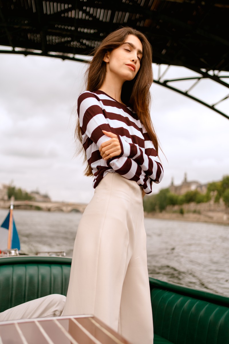 Majestic Filatures | T-shirt girocollo a righe in viscosa