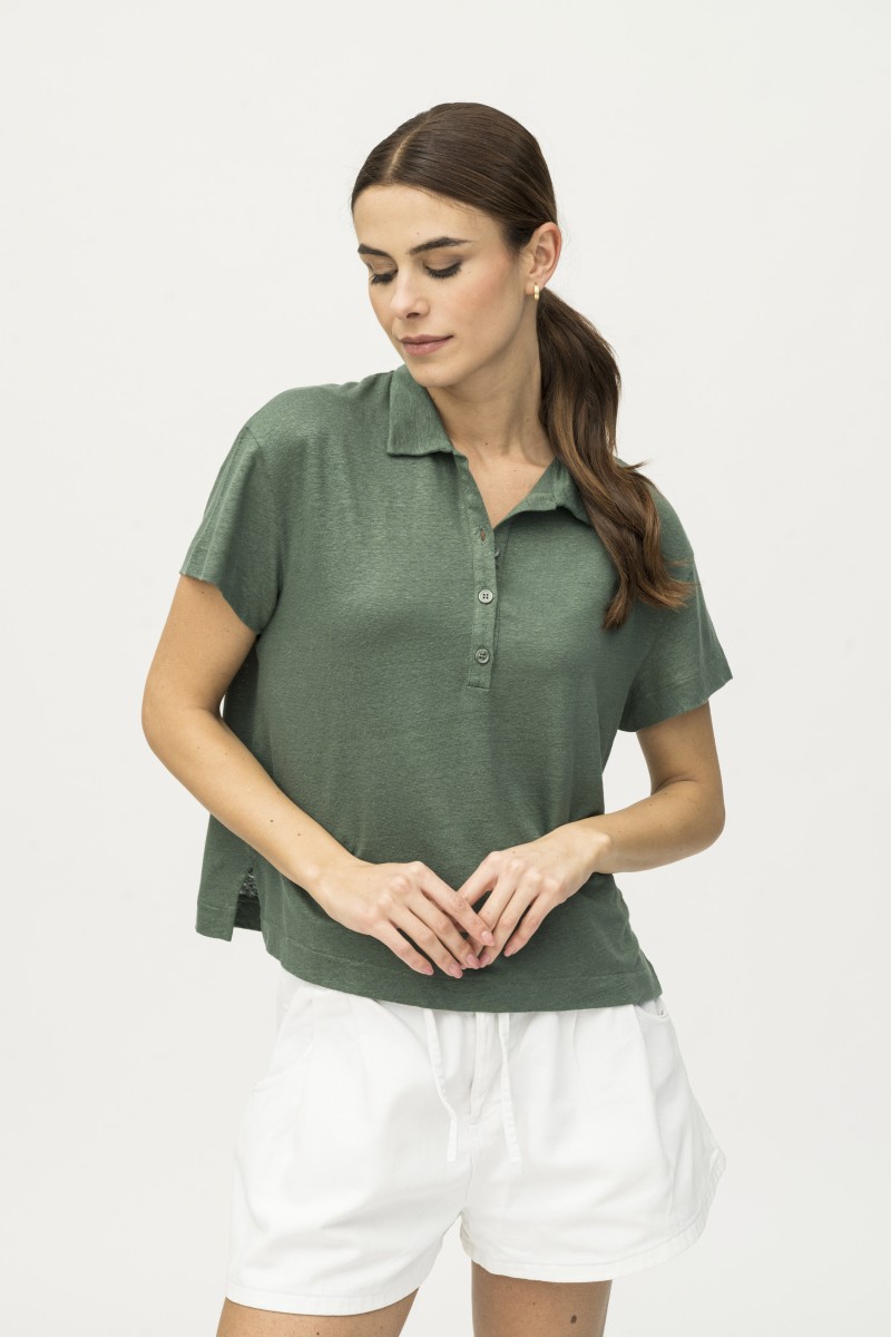 Majestic Filatures | Polo in lino con bottoncini