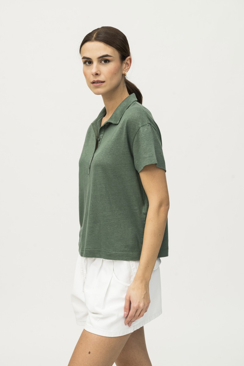 Majestic Filatures | Polo in lino con bottoncini