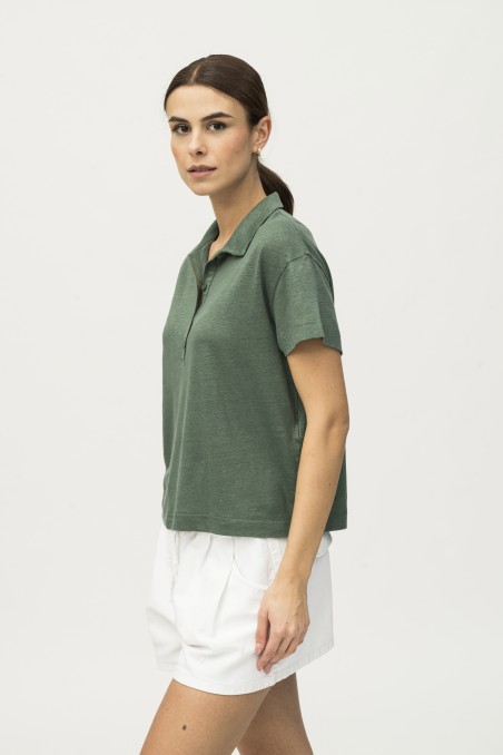 Majestic Filatures | Polo in lino con bottoncini