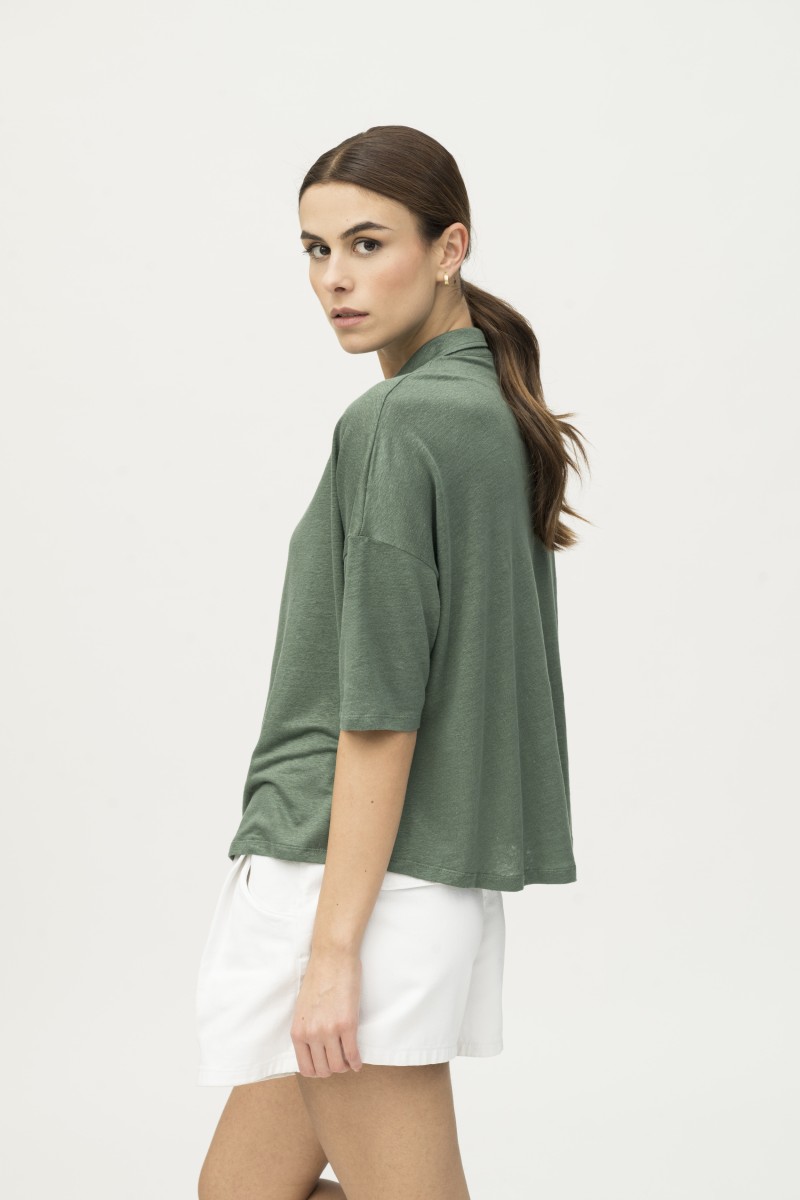 Majestic Filatures | Polo in lino con bottoncini