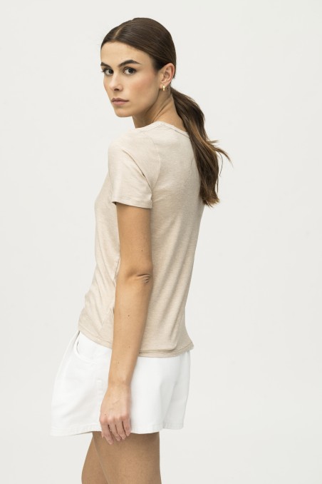 Majestic Filatures | T-shirt scollo a V in viscosa lurex