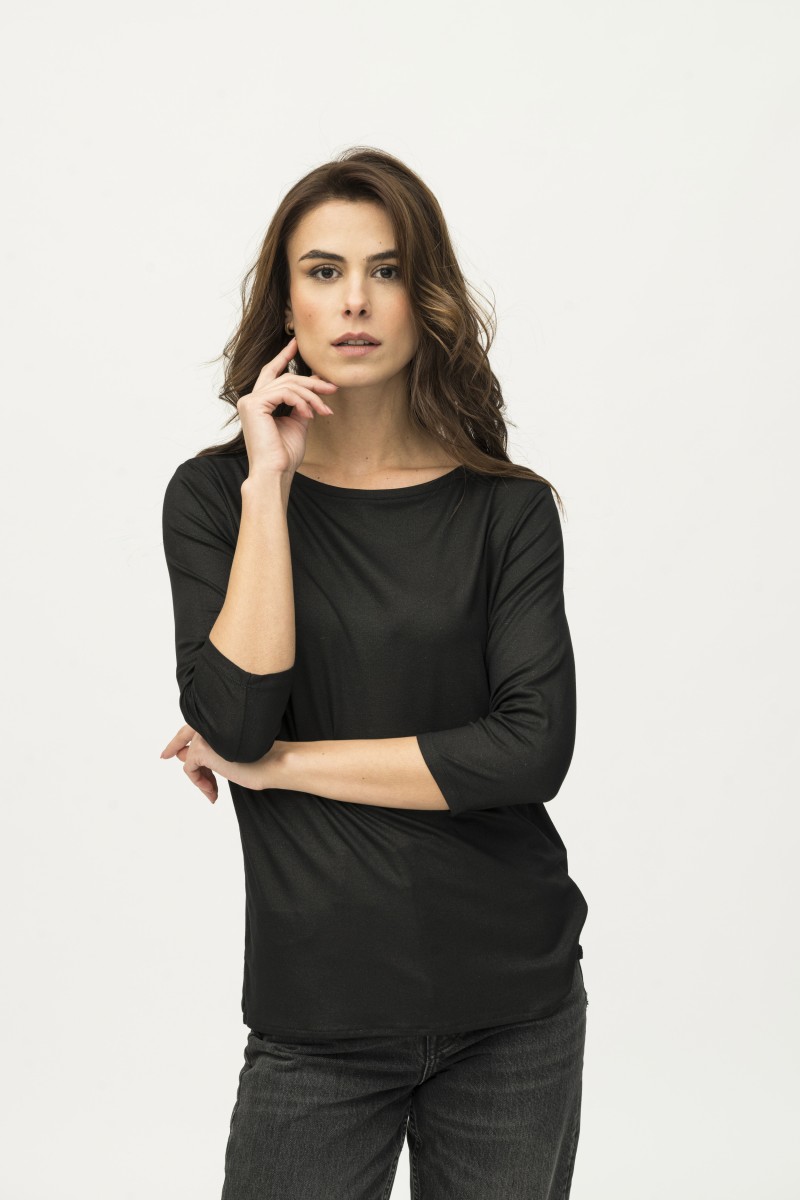 Majestic Filatures | T-shirt scollo a barca in viscosa lurex