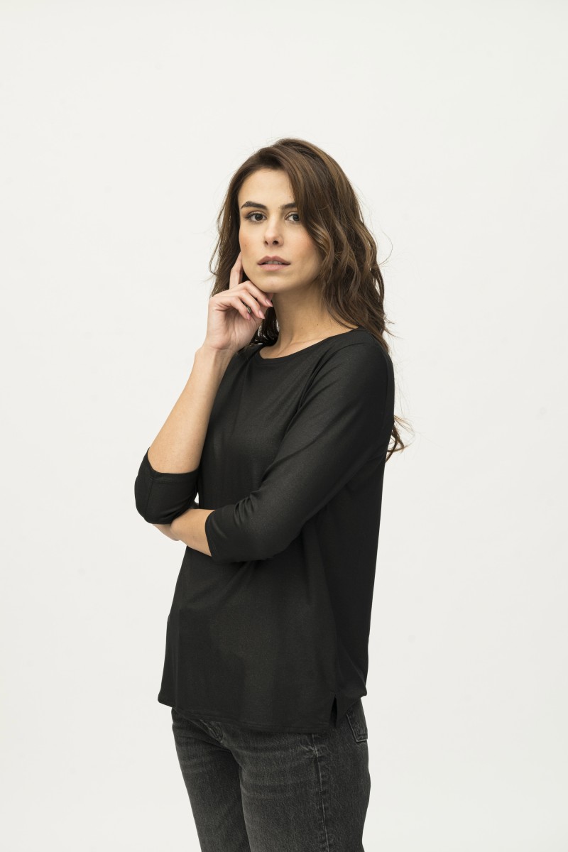 Majestic Filatures | T-shirt scollo a barca in viscosa lurex