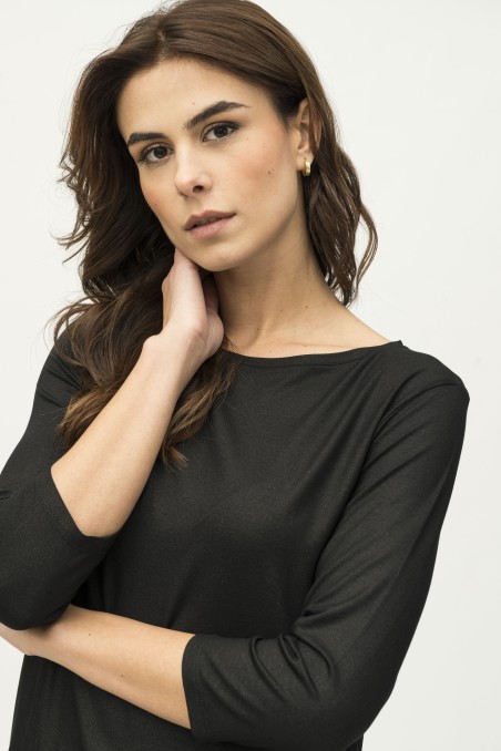 Majestic Filatures | T-shirt scollo a barca in viscosa lurex