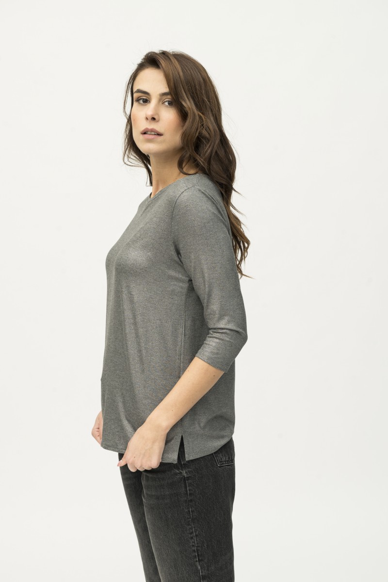 Majestic Filatures | T-shirt scollo a barca in viscosa lurex