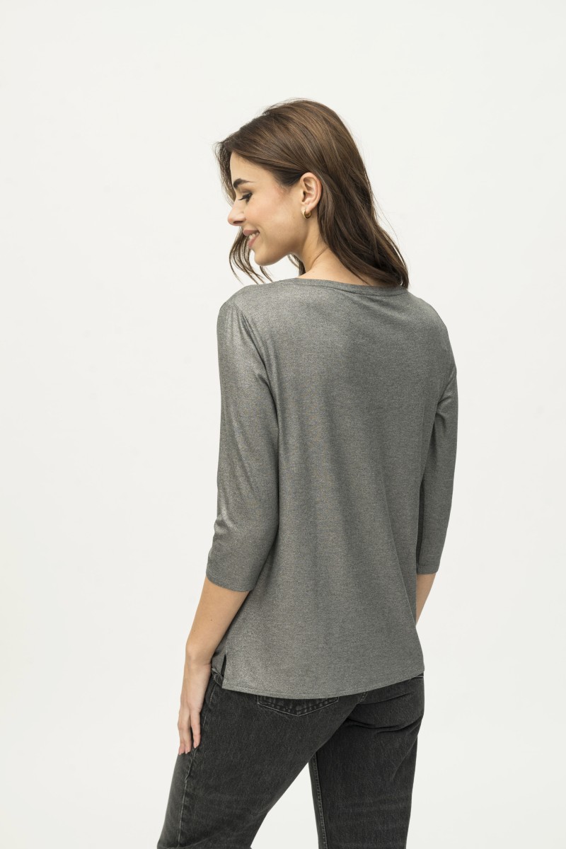 Majestic Filatures | T-shirt scollo a barca in viscosa lurex