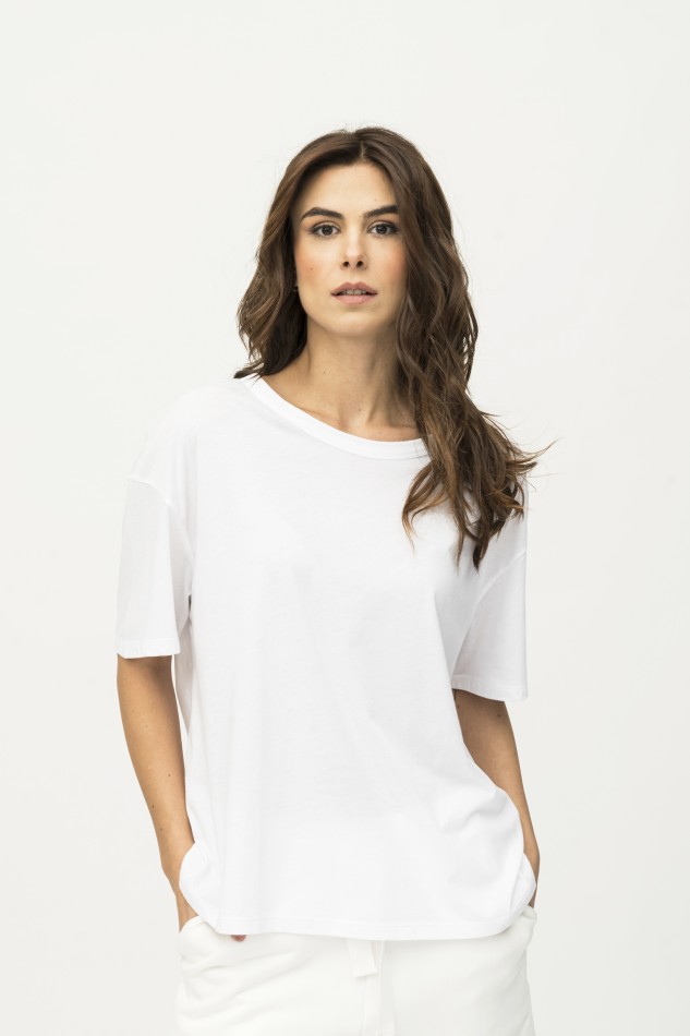 Majestic Filatures | T-shirt scollo a barca e maniche corte over