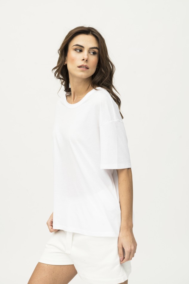 Majestic Filatures | T-shirt scollo a barca e maniche corte over 2