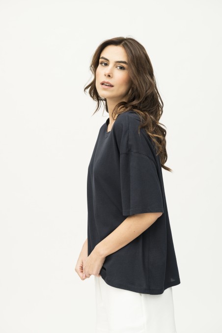 Majestic Filatures | T-shirt scollo a barca e maniche corte over