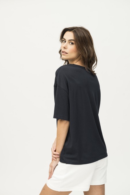 Majestic Filatures | T-shirt scollo a barca e maniche corte over