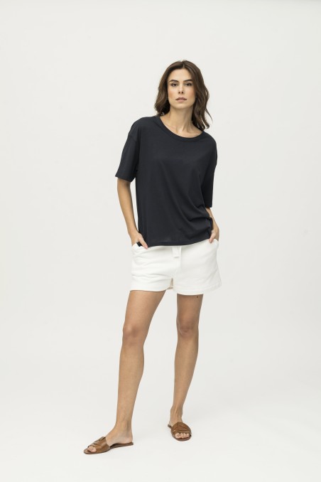 Majestic Filatures | T-shirt scollo a barca e maniche corte over