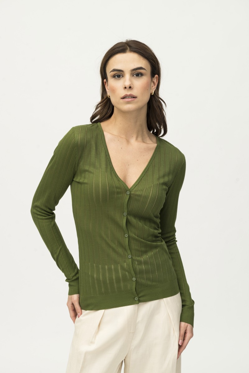 Majestic Filatures | Cardigan in maglia con trasparenze