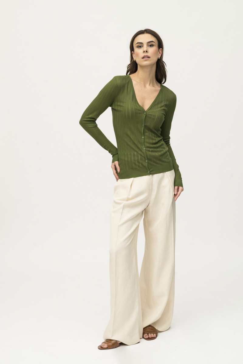 Majestic Filatures | Cardigan in maglia con trasparenze