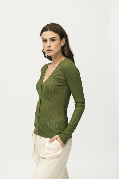 Majestic Filatures | Cardigan in maglia con trasparenze