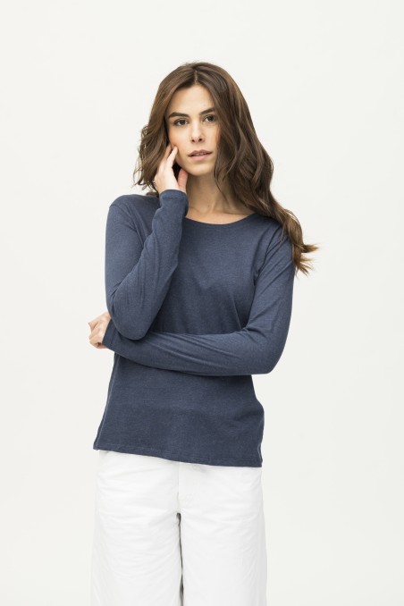 Majestic Filatures | T-shirt basica a maniche lunghe in Cotone Deluxe