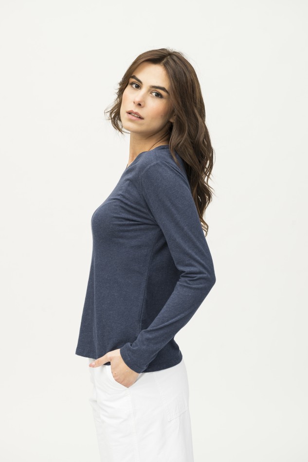 Majestic Filatures | T-shirt basica a maniche lunghe in Cotone Deluxe 2