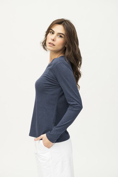 Majestic Filatures | T-shirt basica a maniche lunghe in Cotone Deluxe