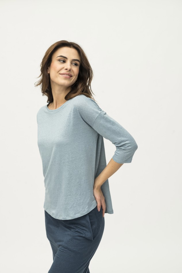 Majestic Filatures | T-shirt maniche ¾ over in lino 2