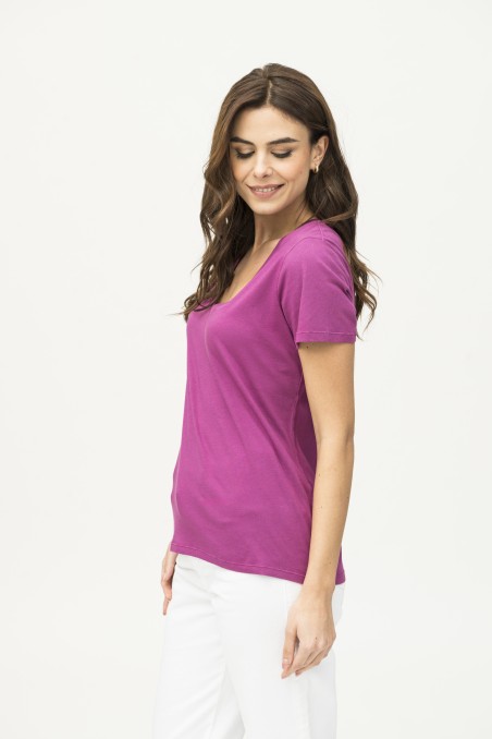 Majestic Filatures | T-shirt scollo a V in Cotone Silk Touch