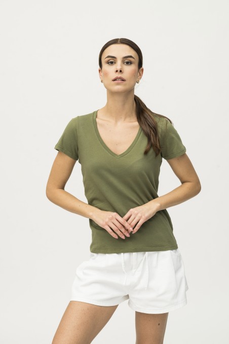 Majestic Filatures | T-shirt scollo a V in Cotone Silk Touch